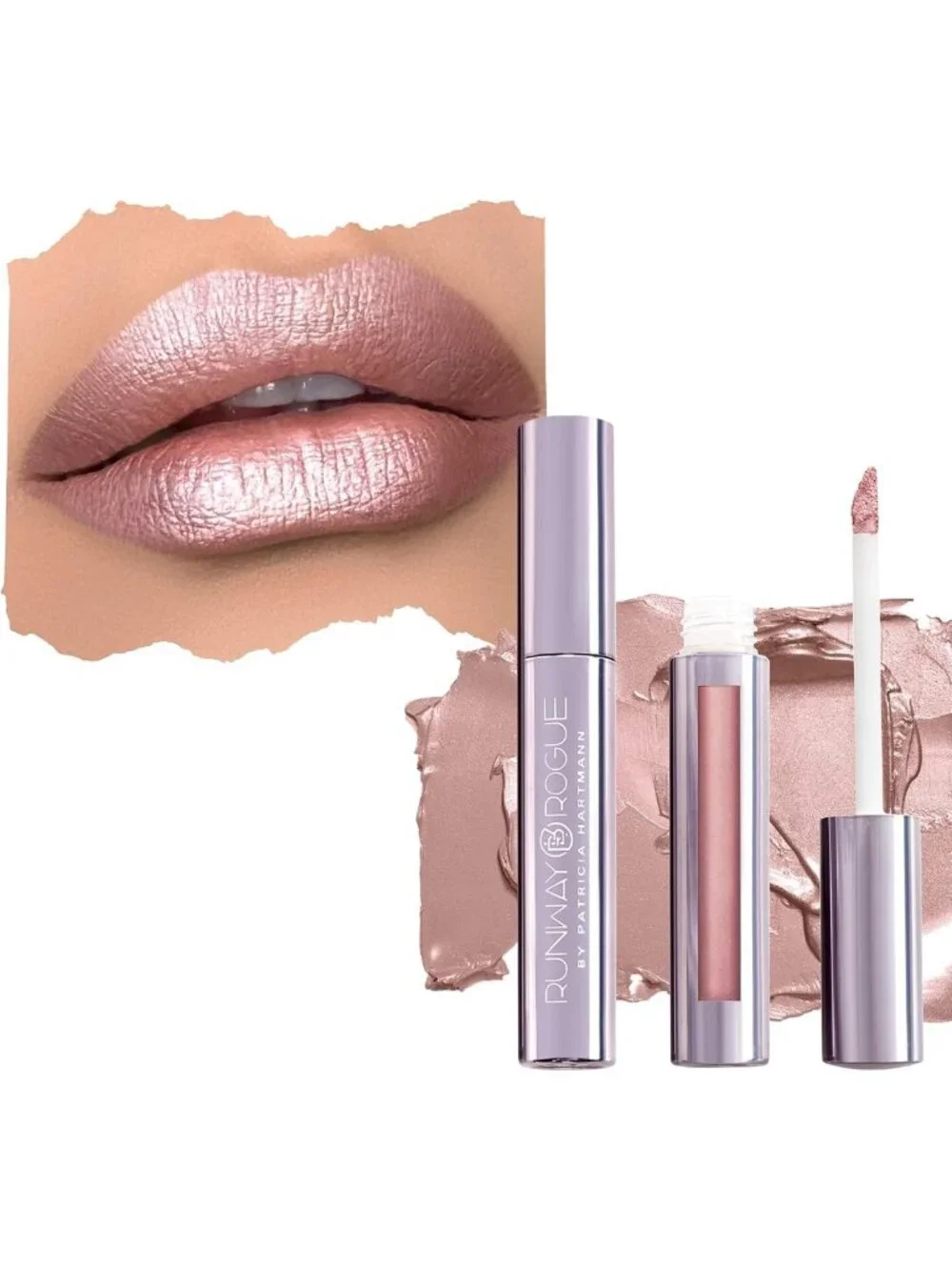 Glam Long Wear Shimmer Liquid Lipstick - Metallic Nude/Pale Pink with Silver